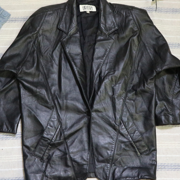 Firenze Other - Vtg FIRENZE Black Leather 3/4 Sleeve Jacket